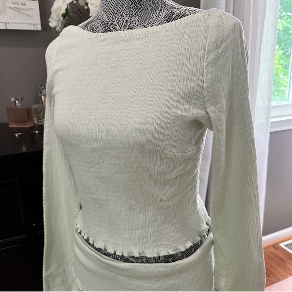 Free People Soleil Set Mineral Sea Two-Piece Long Sleeve & Mini Skirt Size L - Picture 3 of 16